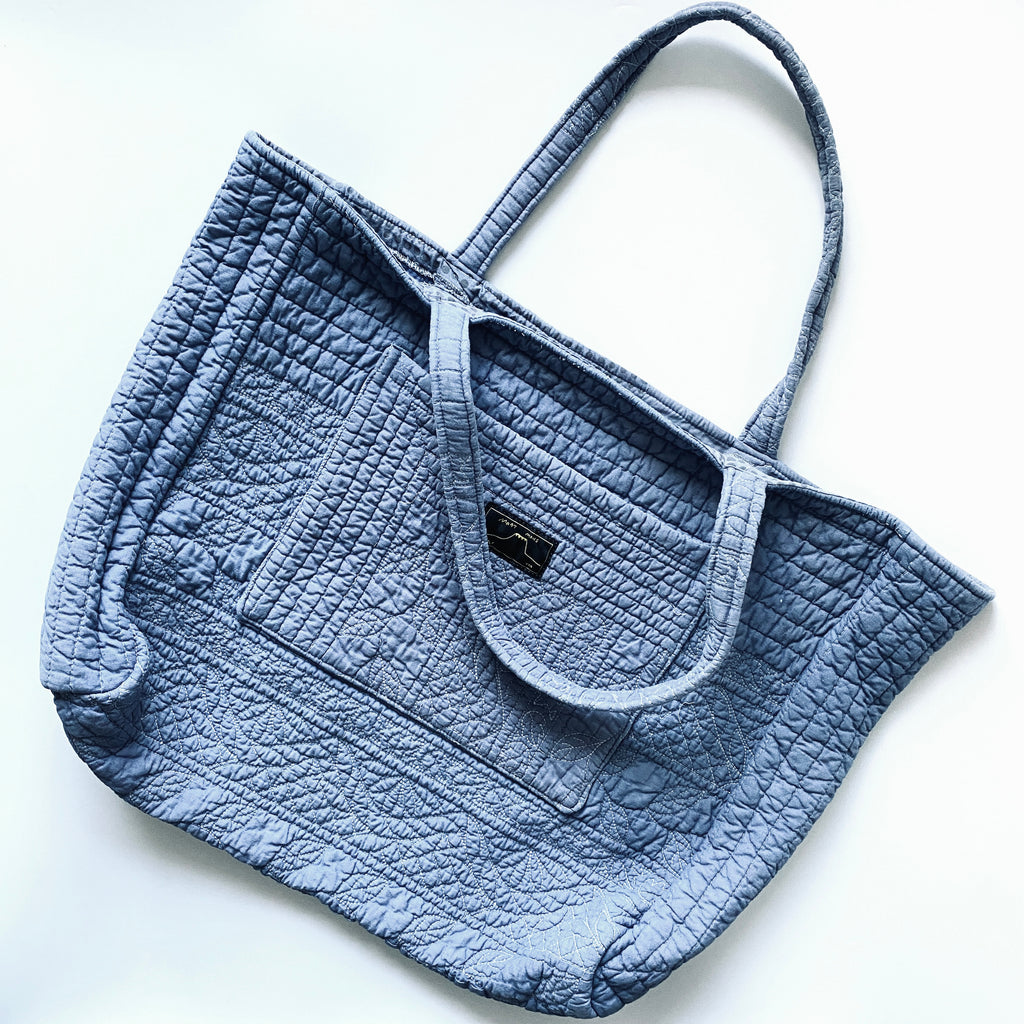 Quilted Tote- Large Indigo Leftovers no.2