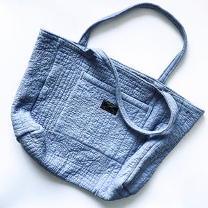 Quilted Tote- Large Indigo Leftovers no. 1